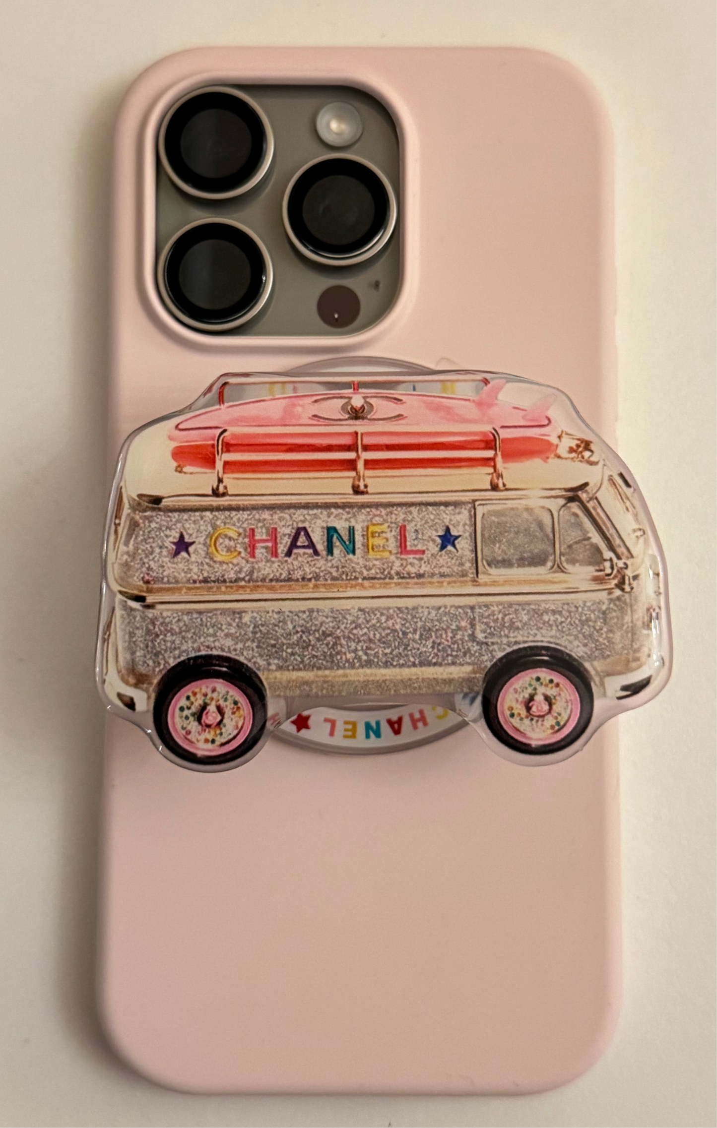 chanel popsocket - pink bus